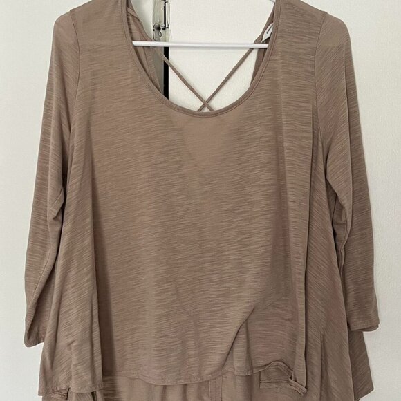 Tan American Eagle Outfitters Crop Top, Women's Large Brown Blouse, Backless Top - Picture 1 of 7